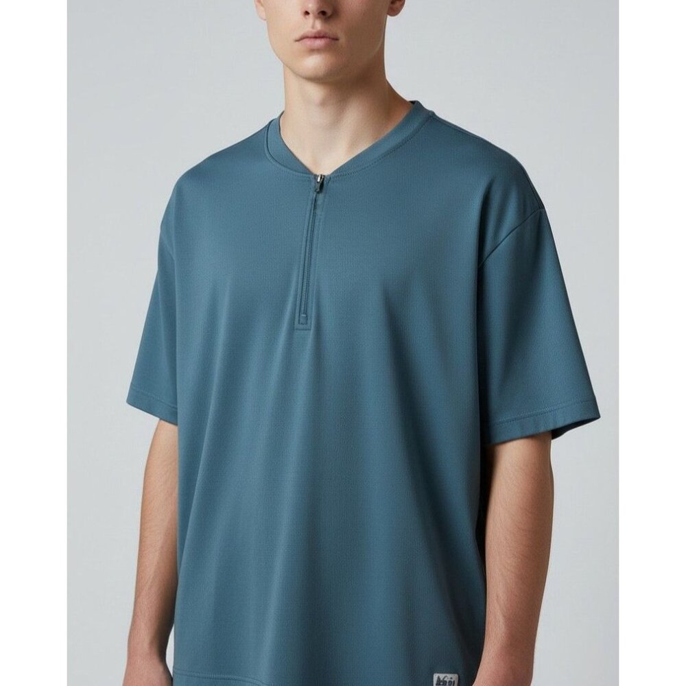 REI Mens Blue Half-Zip Performance Short-Sleeve Shirt Size M Lightweight & Breat